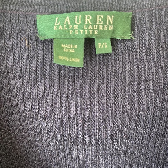 Navy Blue Knit Top with Pointelle Ruffles - Picture 7 of 9